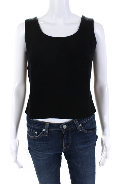 St. John Womens Scoop Neck Cropped Santana Knit Tank Top Black Size Small