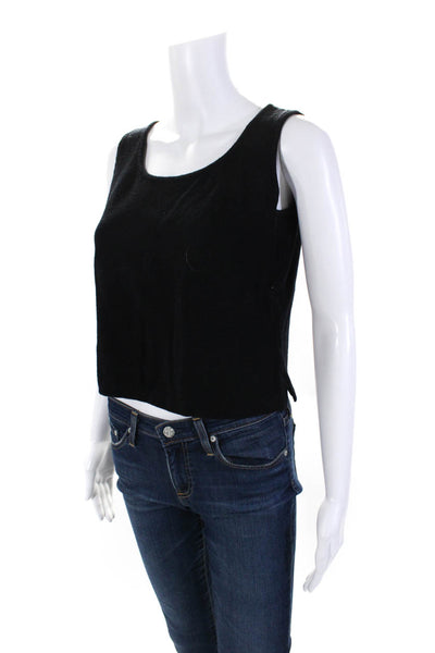 St. John Womens Scoop Neck Cropped Santana Knit Tank Top Black Size Small