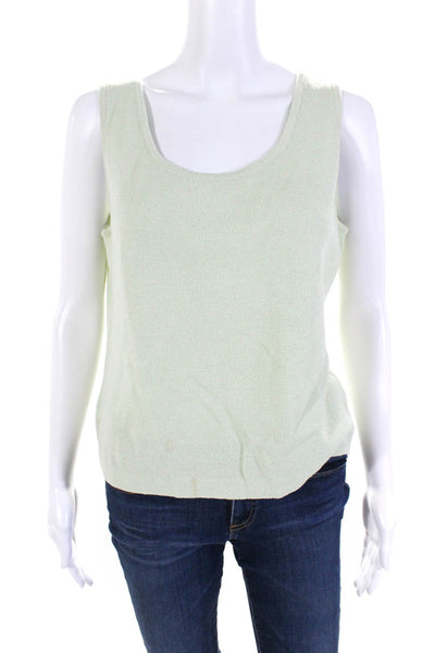 St. John Womens Scoop Neck Boxy Santana Knit Tank Top Green Size Small