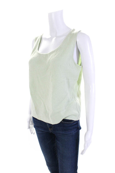 St. John Womens Scoop Neck Boxy Santana Knit Tank Top Green Size Small