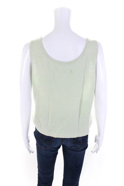 St. John Womens Scoop Neck Boxy Santana Knit Tank Top Green Size Small