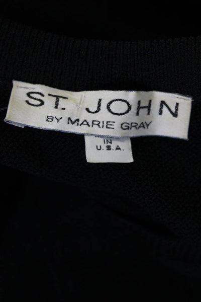 St. John By Marie Gray Womens Scoop Neck Santana Knit Sheath Dress Black Size 2