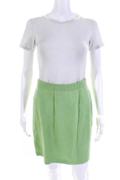 St. John Collection By Marie Gray Womens Santana Knit Pencil Skirt Green Size 2