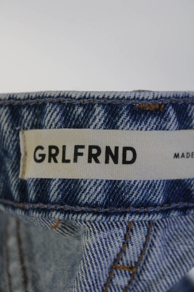 Grlfrnd Womens Cotton Distressed Button Fly High-Rise Skinny Jeans Blue Size 27