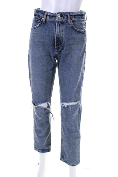 Citizens of Humanity Womens Cotton Distressed High-Rise Jeans Blue Size 26