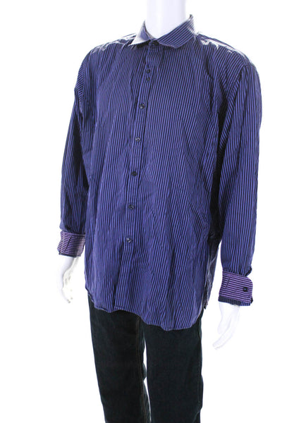 Ted baker London Men's Cotton Striped Button Down Dress Shirt Blue Size 7