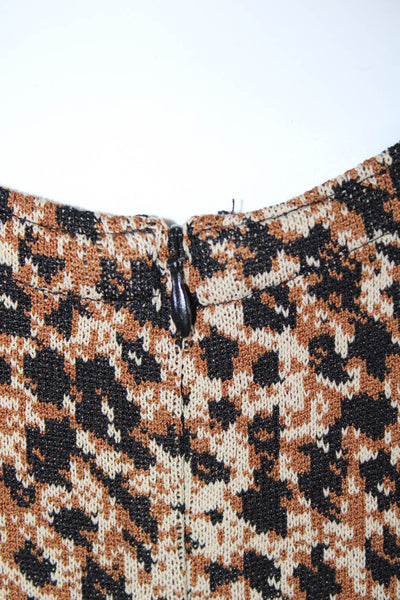 Adrienne Vittadini Womens Leopard Knit Belted Cowl Sheath Dress Brown Medium