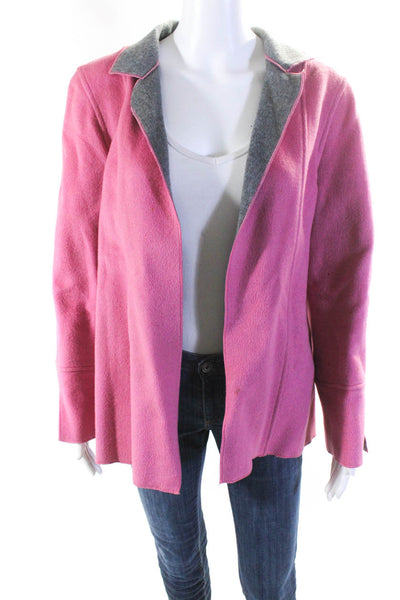 Harve Benard Womens Open Front Long Sleeves Jacket Pink Grey Size Small