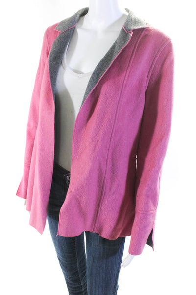 Harve Benard Womens Open Front Long Sleeves Jacket Pink Grey Size Small