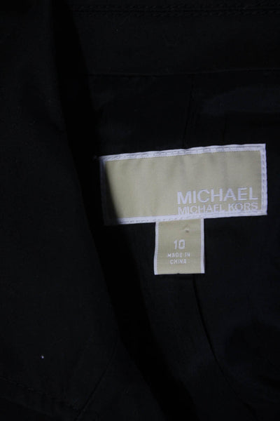 Michael Michael Kors Womens Double Breasted Jacket Black Cotton Size 10