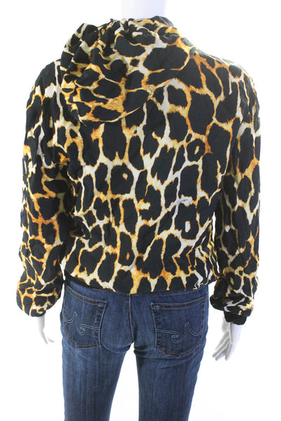 Gizia Gold Womens Animal Print Jeweled Hooded Jacket Brown Black Size EUR 36