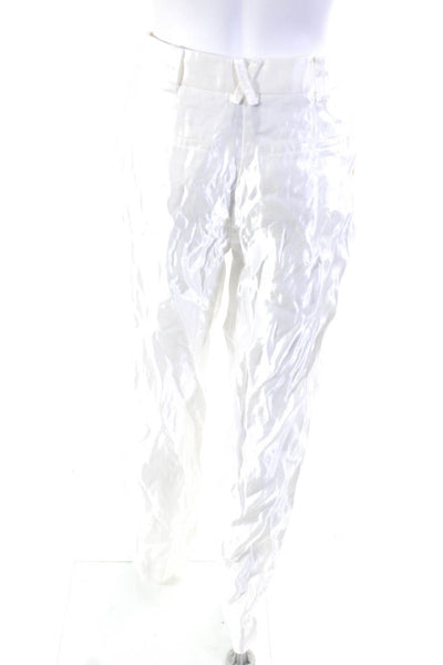 Aje Womens Linen Blend High Rise Slim Leg Pants Winter White Size 6