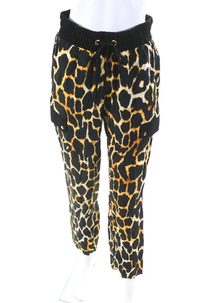 Gizia Womens Animal Print Slim Leg Trousers Brown Black Size EUR 36