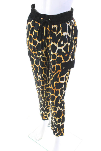 Gizia Womens Animal Print Slim Leg Trousers Brown Black Size EUR 36