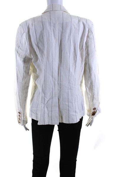 Heartloom Womens Linen Pinstriped Double Breasted Jacket White Black Size Large