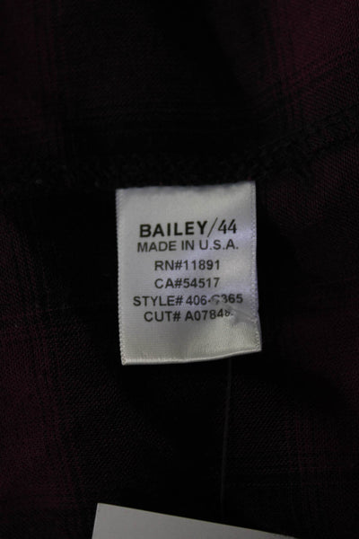 Bailey 44 Womens Linen Blend Plaid Button Down Shirt Purple Black Size Medium