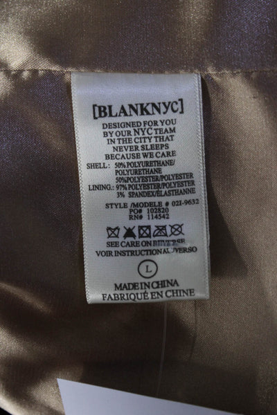 BLANKNYC Womens Faux Leather Full Zipper Motorcycle Jacket Beige Size Large