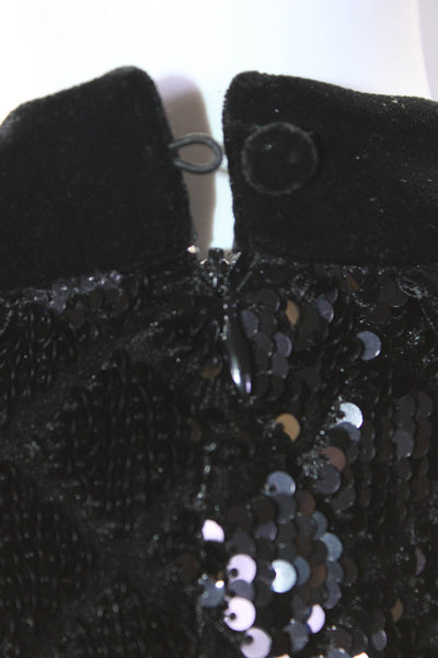 Zara Womens Velvet Sequined Long Sleeve Sheath Mini Dress Black Size XS