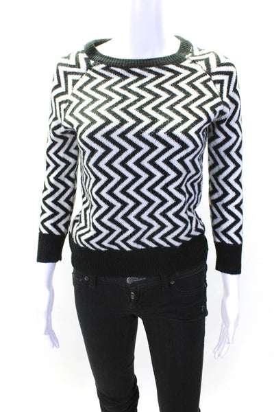 BB Dakota Womens Knit Chevron Crew Neck Long Sleeve Sweater Top Black Size S