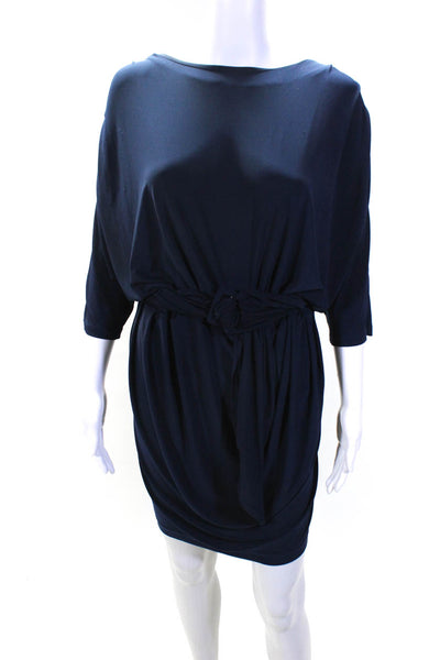 Mark & James by Badgley Mischka Womens Jersey Belted Blouson Dress Navy Size M