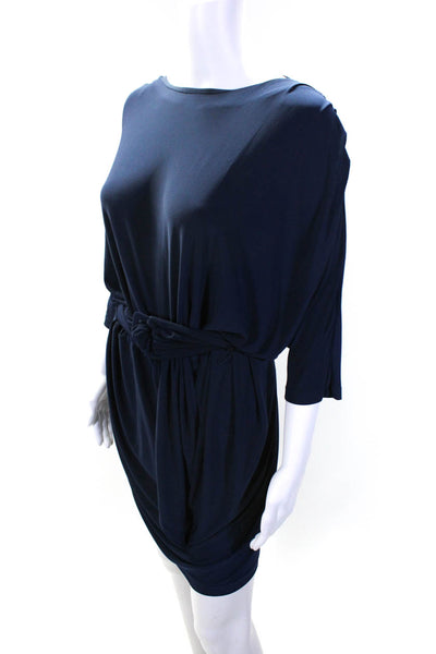 Mark & James by Badgley Mischka Womens Jersey Belted Blouson Dress Navy Size M