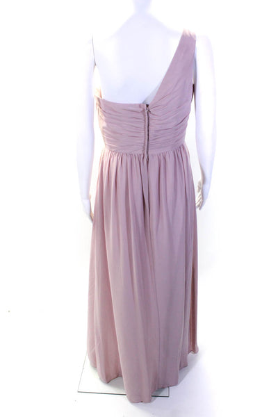 Alfred Angelo Womens Chiffon One Shoulder A-Line Gown Dress Blush Pink Size 8