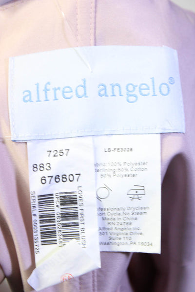 Alfred Angelo Womens Chiffon One Shoulder A-Line Gown Dress Blush Pink Size 8