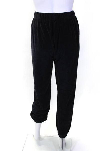 Donni Womens Two Button High Rise Terry Jogger Pants Black Cotton Size Large