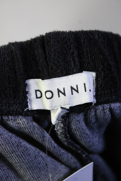 Donni Womens Two Button High Rise Terry Jogger Pants Black Cotton Size Large