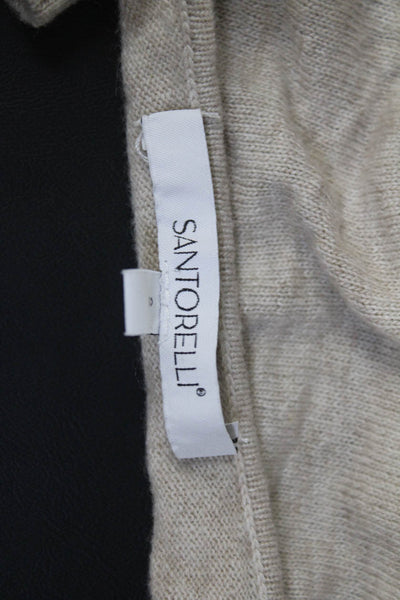 Santorelli Womens Long Sleeves Belted Wrap Sweater Beige Wool Size Small
