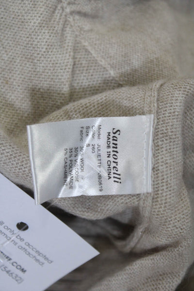 Santorelli Womens Long Sleeves Belted Wrap Sweater Beige Wool Size Small