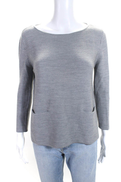 COS Womens Wool Thick Knit Long Sleeve Two Pocket Long Sleeve Top Gray Size S