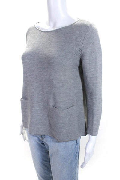 COS Womens Wool Thick Knit Long Sleeve Two Pocket Long Sleeve Top Gray Size S