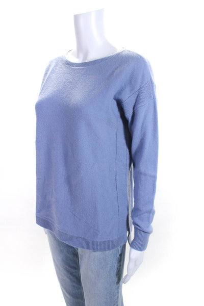 J Crew Collection Womens Cashmere Ribbed Hem Long Sleeve Sweater Blue Size S