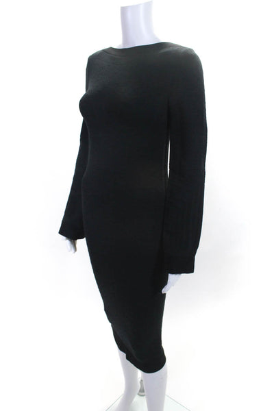Wolford Womens Fleece Long Sleeve Boat Neck Knee Length Dress Black Size S