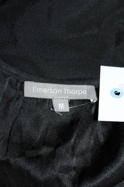 Emerson Thorpe Womens Silk V-Neck Sleeveless Halter Jumpsuit Black Size M