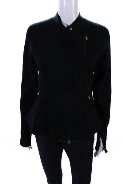 3.1 Phillip Lim Women's Asymmetrical Zip Wool Knit Jacket Navy Size S