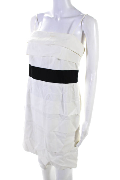 Black Halo Women's Sleeveless Tiered Mini Dress White Size 10