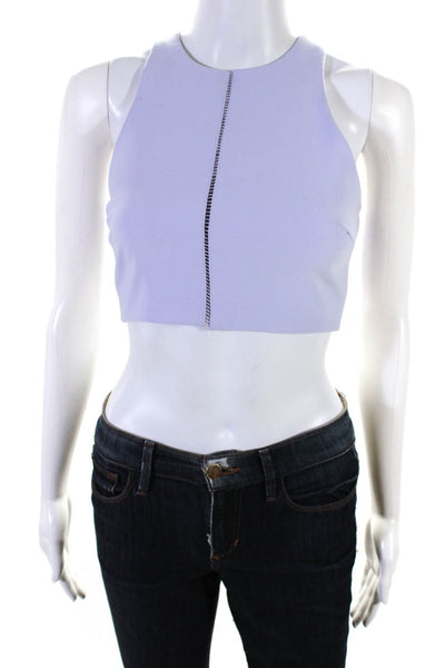 Elizabeth and James Womens Ladder Stitch Sleeveless Crop Top Lavender Size XS