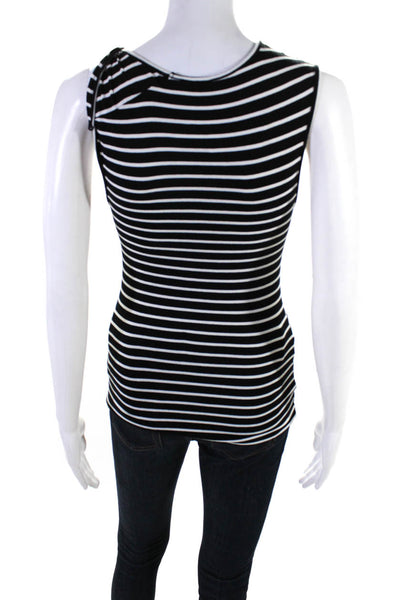 Frame Womens Striped Twist Crew Neck Tank Top Blouse Black White Size XS