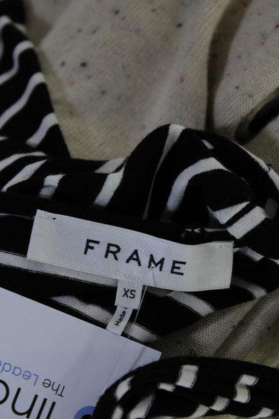 Frame Womens Striped Twist Crew Neck Tank Top Blouse Black White Size XS