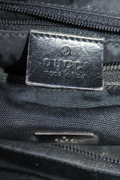 Gucci Vintage Womens Silver Tone Zipper Closure Shoulder Handbag Black