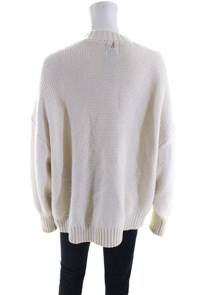 Misa Womens High Neck Keyhole Oversize Thick Knit Sweater Ivory Size Medium