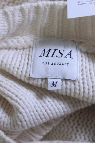 Misa Womens High Neck Keyhole Oversize Thick Knit Sweater Ivory Size Medium