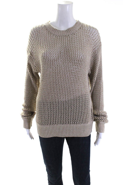 Current/Elliott Womens Loose Knit Crew Neck Pullover Sweater Beige Size 2