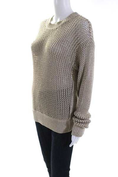 Current/Elliott Womens Loose Knit Crew Neck Pullover Sweater Beige Size 2