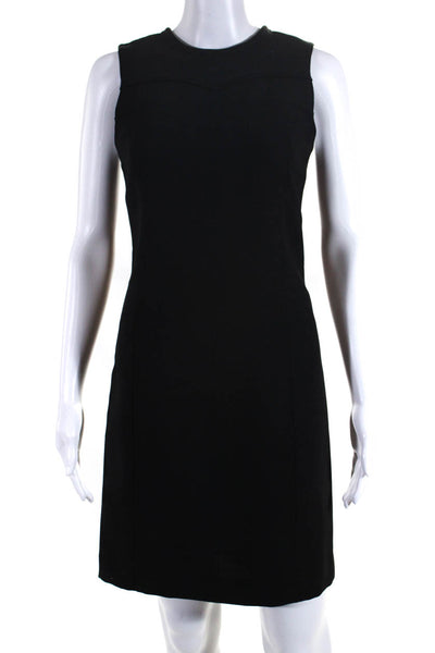 Tory Burch Womens Woven Crew Neck Sleeveless Midi Sheath Dress Black Size 2