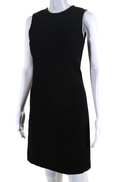 Tory Burch Womens Woven Crew Neck Sleeveless Midi Sheath Dress Black Size 2