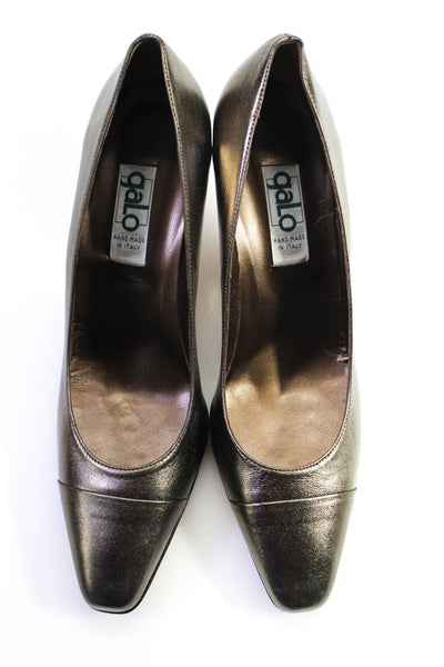 Galo Women's High Heel Square Toe Leather Pumps Gray Size 41