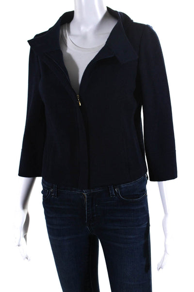St. John Collection Womens Navy Santana Knit One Button Long Sleeve Jacket Size4